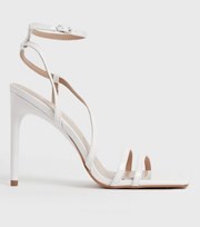New Look White Strappy Square Open Toe Stiletto Heel Sandals